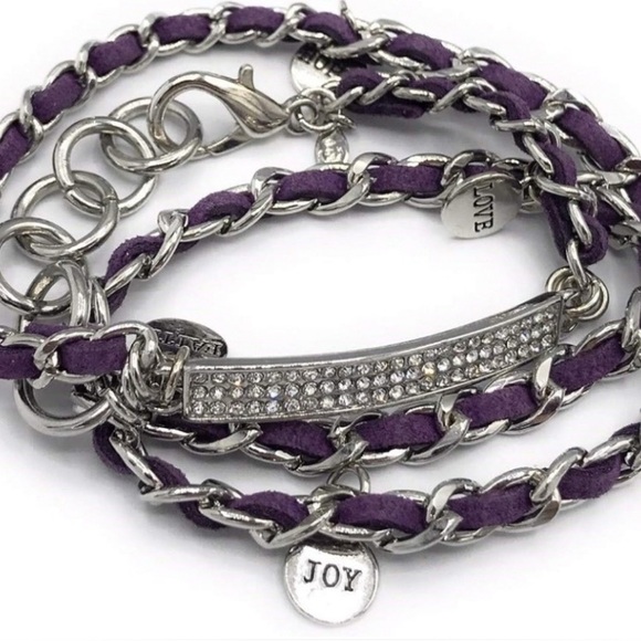 Premier Designs Silver Chain w Purple Leather 23” Necklace or Charm Bracelet - Picture 1 of 6